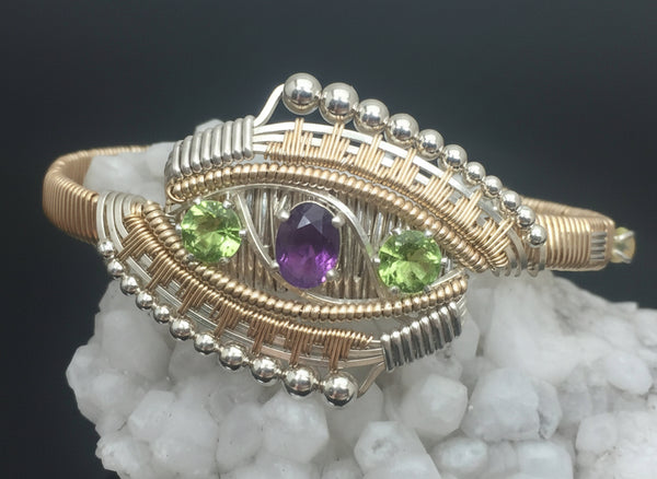 Amethyst and Peridot Eclipse Deco Bangle
