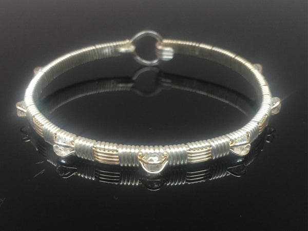 White Topaz Gemstone Bangle Bracelet