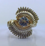 Wire Wrapped Indian White Topaz Ring (Size 6) Argentium Silver 14 Karat Gold Filled Wire Wrapped Jewelry