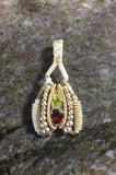 Almandine Garnet and Peridot Coil Pendant