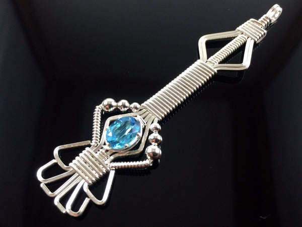 Swiss Blue Topaz Byzantine Pendant