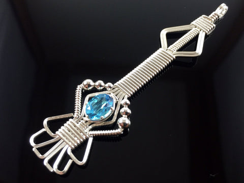 Swiss Blue Topaz Byzantine Pendant
