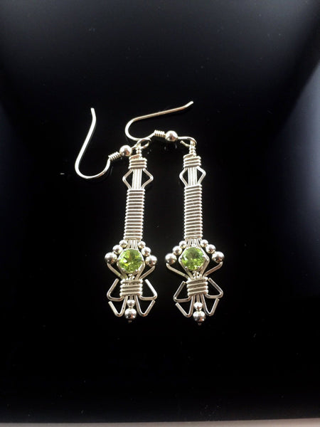 Wire Wrapped Peridot Earrings