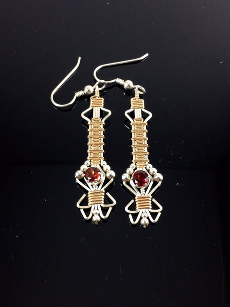 Almandine Garnet Prana Gemstone Drop and Dangle Earrings