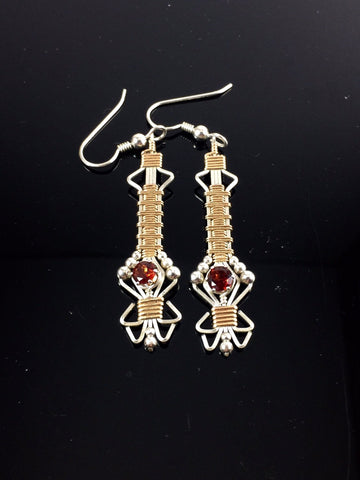 Almandine Garnet Prana Gemstone Drop and Dangle Earrings