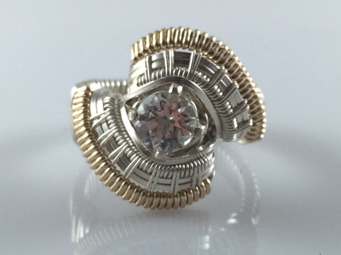Spartan White Topaz Wire Wrapped Ring