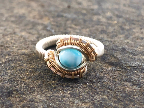 Petite Pulse Larimar Ring