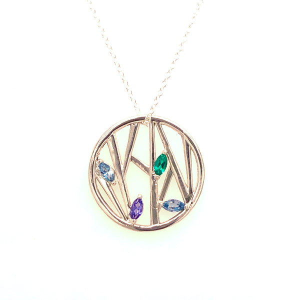 Bamboo Leaves Gemstone Pendant