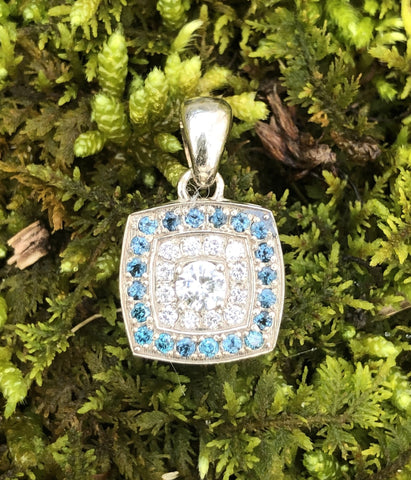 Diamond and Topaz Pave Charm Pendant