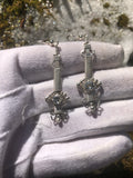 Wire Wrapped Fine Silver White Topaz Gemstone Drop/Dangle Earrings