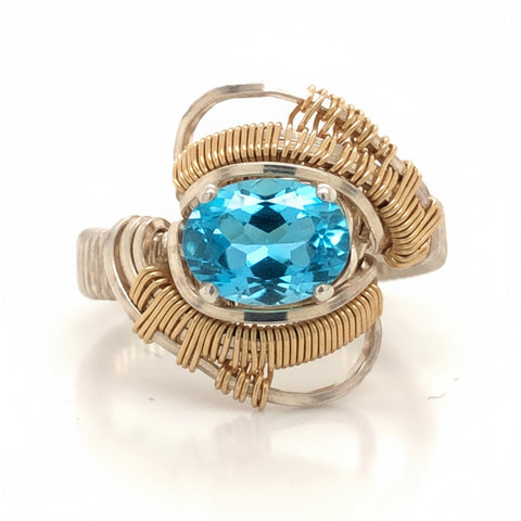 Swiss Blue Topaz Nebula Ring