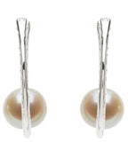 Fresh Water Pearl Silver Oval Hoops