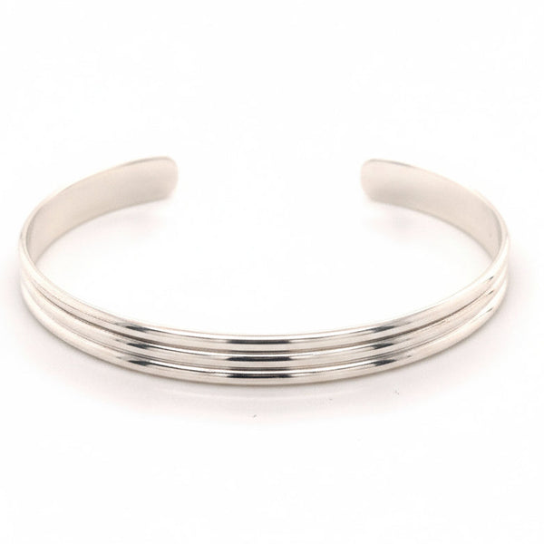 Petite Grooved Sterling Silver Cuff C-Bracelet