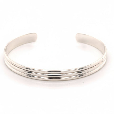Petite Grooved Sterling Silver Cuff C-Bracelet