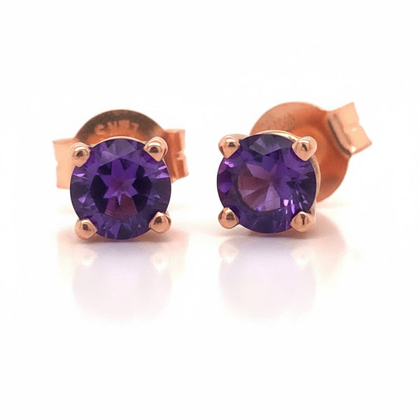 14K Gold Amethyst Stud Earrings (Choose Color)