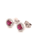 Ruby Diamond Halo Stud Earrings