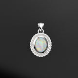Australian Opal Scalloped Halo Pendant