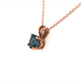 Solitaire Pendant 14K Rose Gold, London Blue Topaz