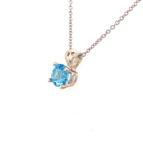 Swiss Blue Topaz Solitaire Pendant