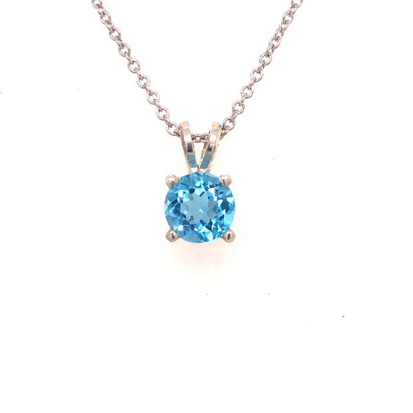 Swiss Blue Topaz Solitaire Pendant