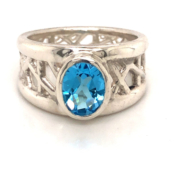 Swiss Blue Topaz Connection Ring