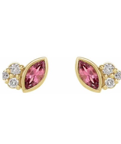 Accented Marquis Pink Tourmaline Earrings