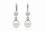 Pearl and Diamond Dangle Earrings