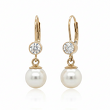 Pearl and Diamond Dangle Earrings