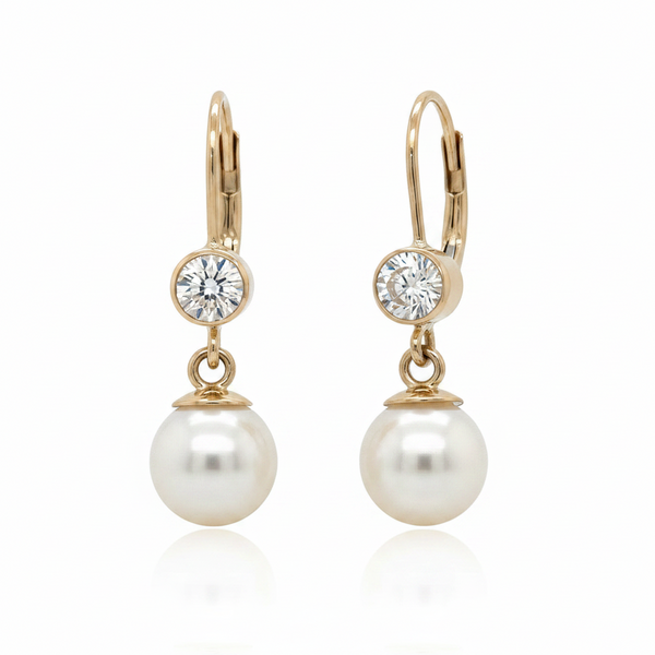 Pearl and Diamond Dangle Earrings