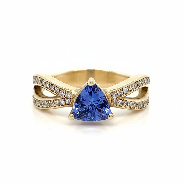 Tanzanite Trillion Split Band Ring