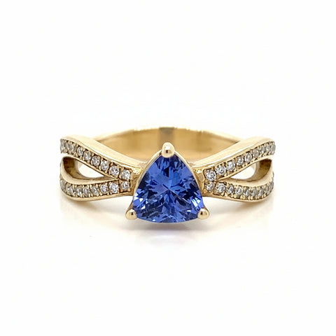 Tanzanite Trillion Split Band Ring