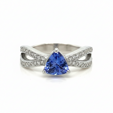 Tanzanite Trillion Split Band Ring