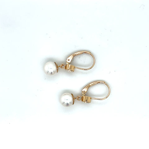 Pearl and Diamond Dangle Earrings