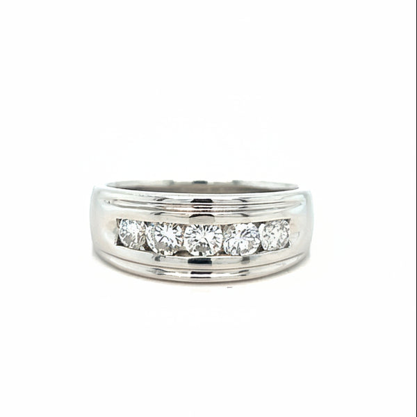 Channel Set Diamond and Platinum Wedding Band
