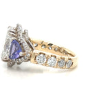 Stunning 4 ct. Oval Lab Diamond and Tanzanite 3 stone Ring
