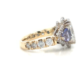 Stunning 4 ct. Oval Lab Diamond and Tanzanite 3 stone Ring