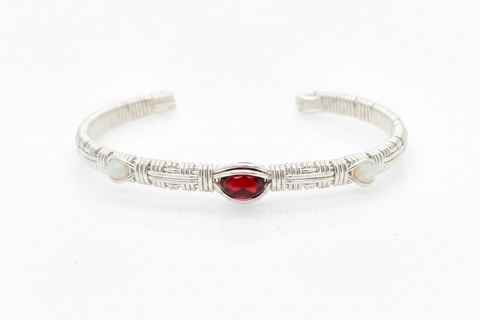 Southwest Three Stone Cuff: Garnet and Opal