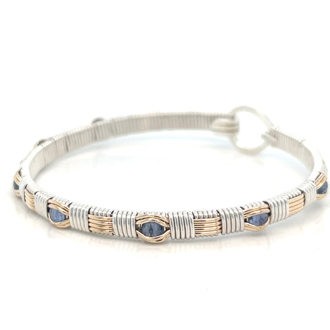 Classic Woven Bangle with Blue Sapphire