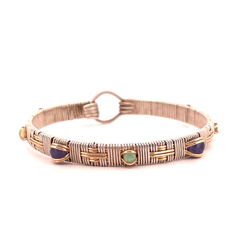 Elite Southwest 7 Gem Bangle with Tanzanite and Opal