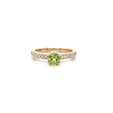 Vibrant Peridot Solitaire Ring with Pavé Diamond Band