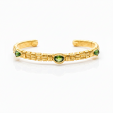 GO TRIBE!  Three Stone Cuff Bracelet Green Tourmaline