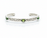 GO TRIBE!  Three Stone Cuff Bracelet Green Tourmaline