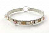 Pink Opal and Pearl Classic Elite Bangle Bracelet