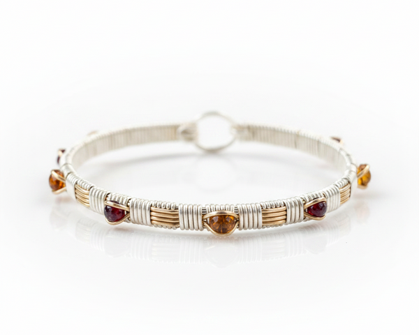 Garnet and Citrine Classic Gemstone Bangle