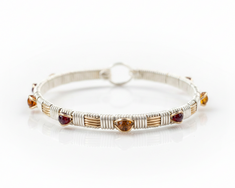 Garnet and Citrine Classic Gemstone Bangle