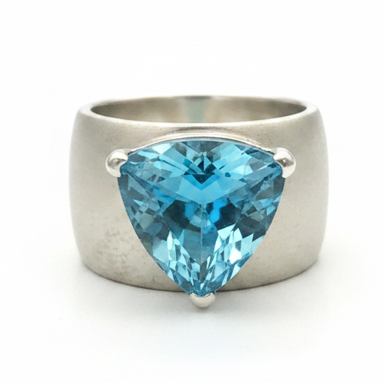 Trillion Swiss Blue Topaz Statement Ring