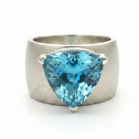 Trillion Swiss Blue Topaz Statement Ring