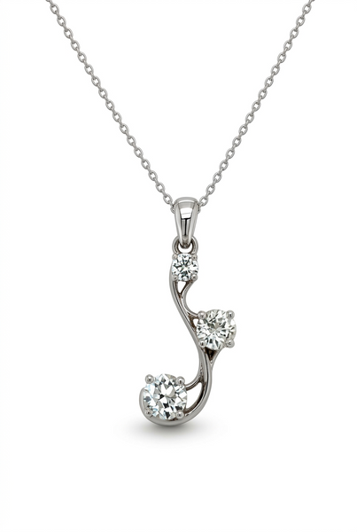 14K White Gold Diamond Swirl Pendant