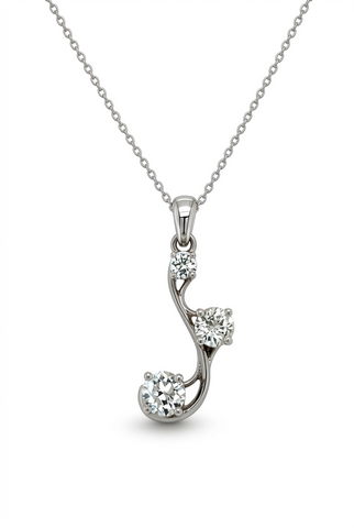 14K White Gold Diamond Swirl Pendant
