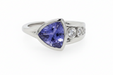 Trillion Tanzanite and Diamond Ring